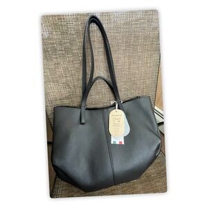 Viola Castellani Tote Genuine Leather Bag With Pouch